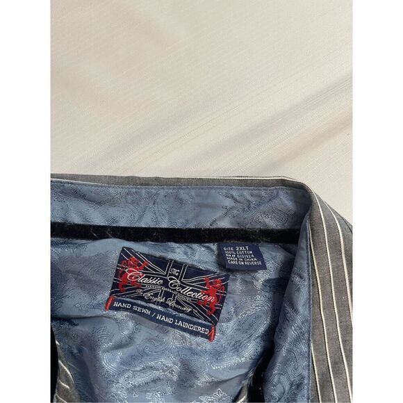 English Laundry Grey Stripe Long Sleeve Button Up Shirt Size 2XLT - Picture 2 of 8